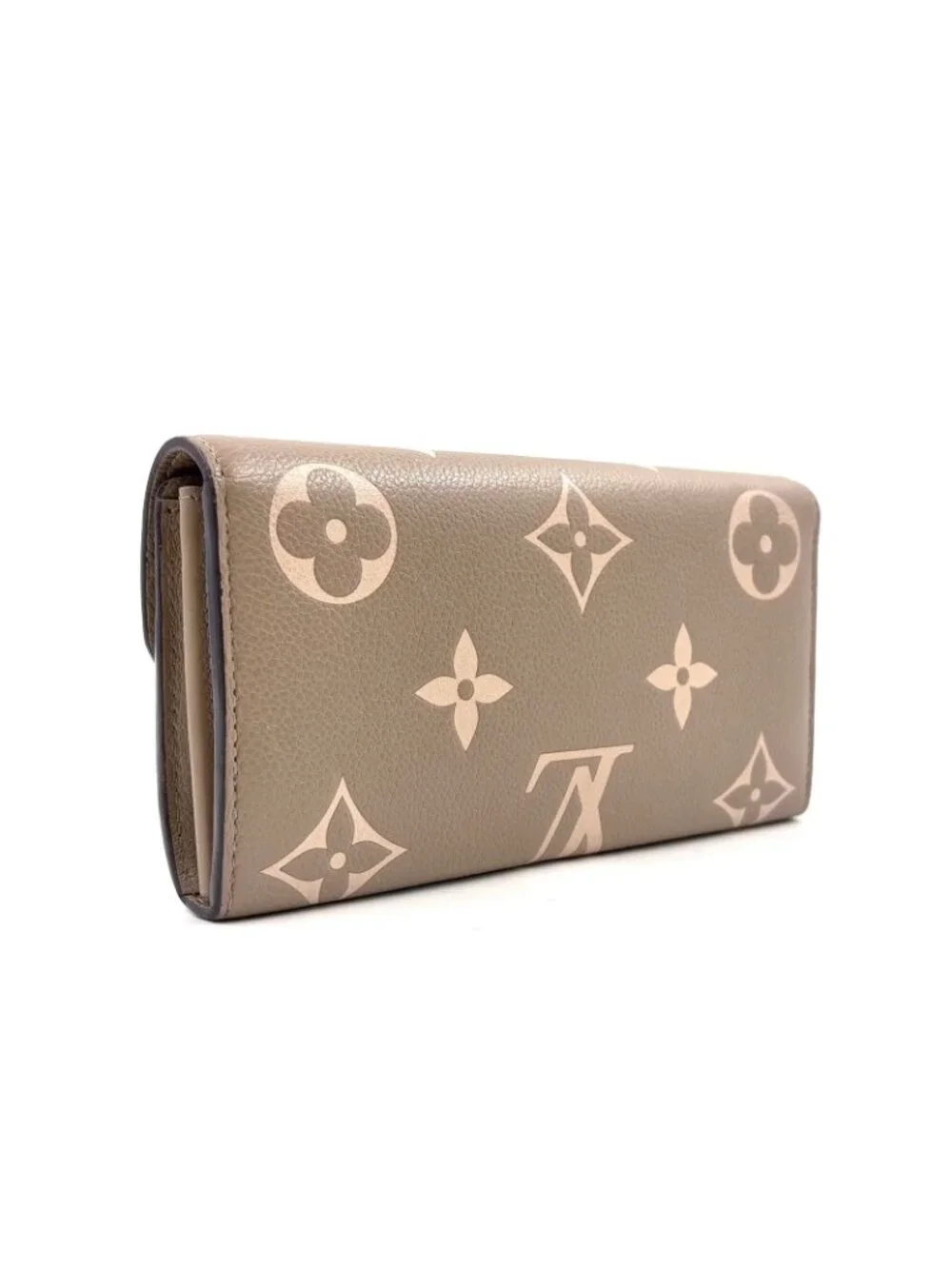 Louis Vuitton Portefeuille Sarah Monogram Empreinte Enabled Leather Gray Beige